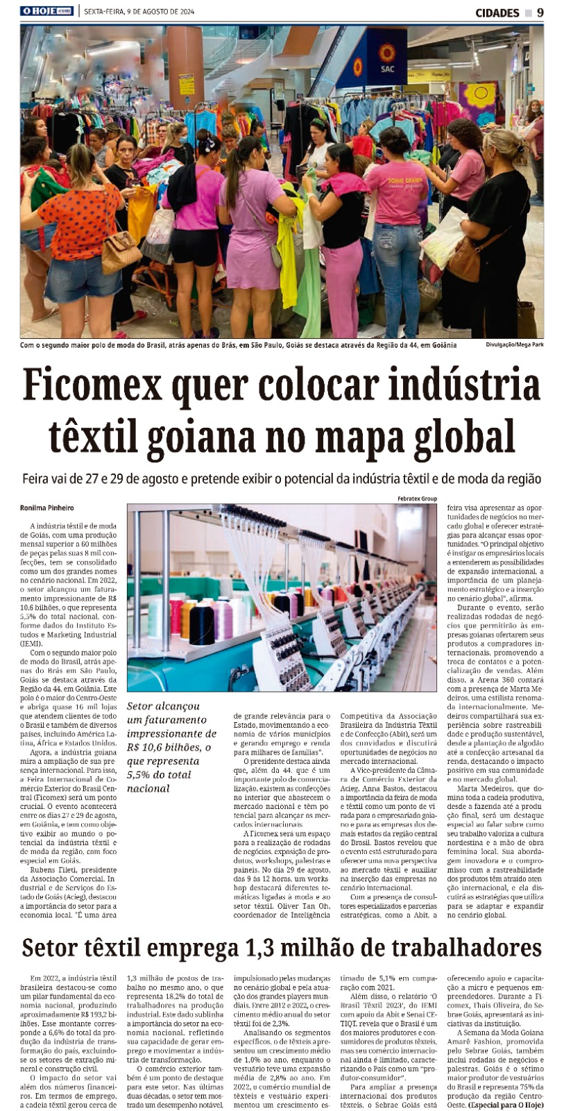 No momento, você está visualizando Ficomex quer colocar indústria têxtil goiana no mapa global