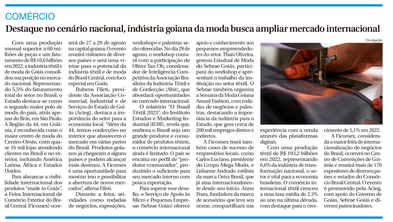 No momento, você está visualizando Destaque no cenário global, indústria goiana da moda busca ampliar mercado internacional