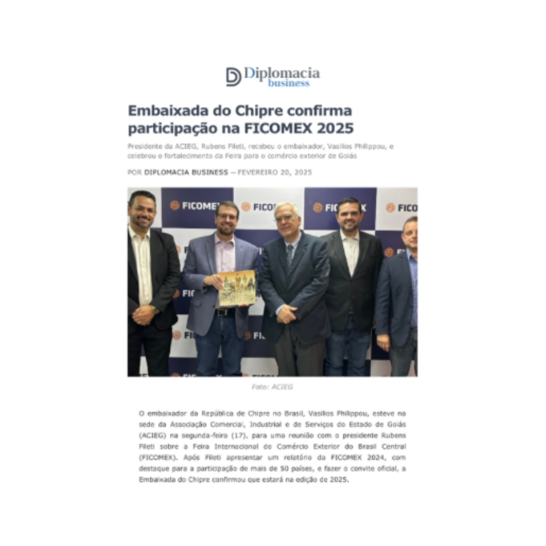 No momento, você está visualizando Embaixada do Chipre confirma participação na FICOMEX 2025