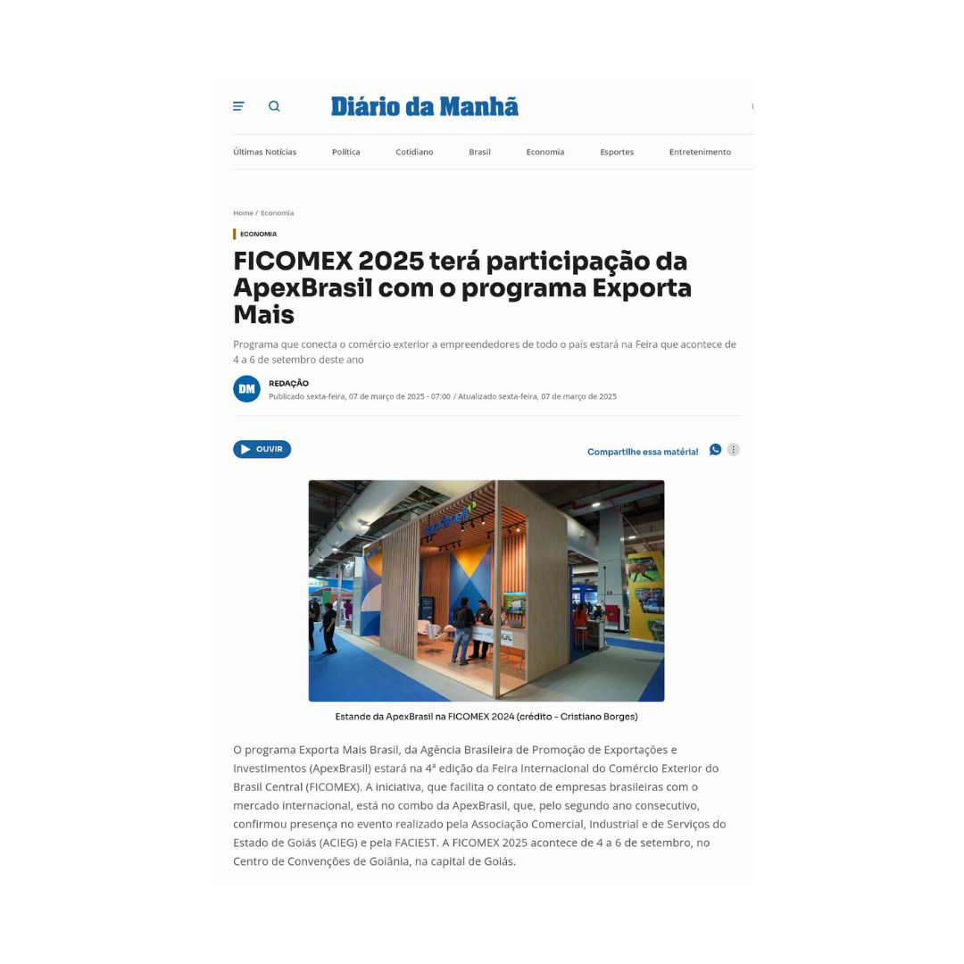No momento, você está visualizando FICOMEX 2025 terá participação da ApexBrasil com o programa Exporta Mais