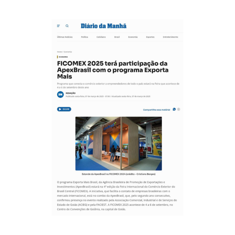Leia mais sobre o artigo FICOMEX 2025 terá participação da ApexBrasil com o programa Exporta Mais