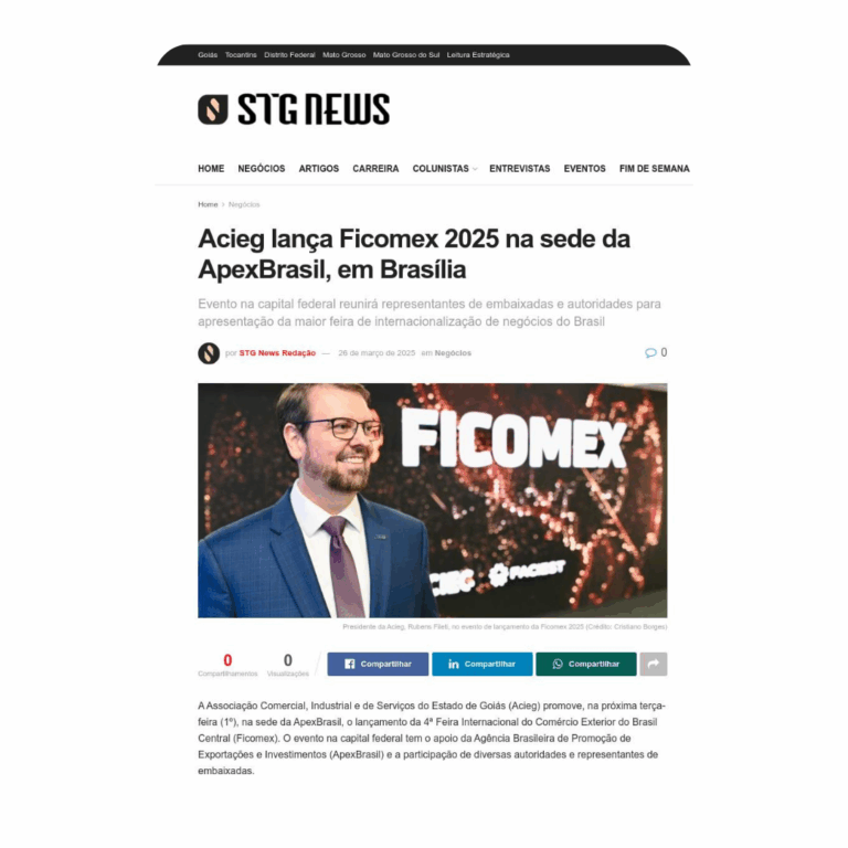 Leia mais sobre o artigo Acieg lança Ficomex 2025 na sede da ApexBrasil, em Brasília